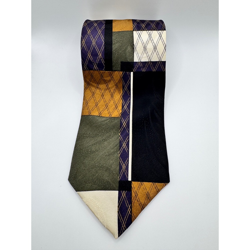 Screenplay‎ Martin Wong Silk Necktie Abstract Geometric Patchwork Men's Tie